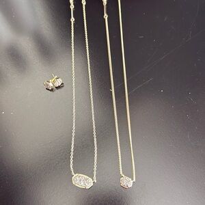 Kendra Scott Gold and Silver Necklaces with earrings